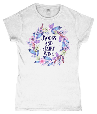Books And Fairy Wine Ladies Fitted T-Shirt